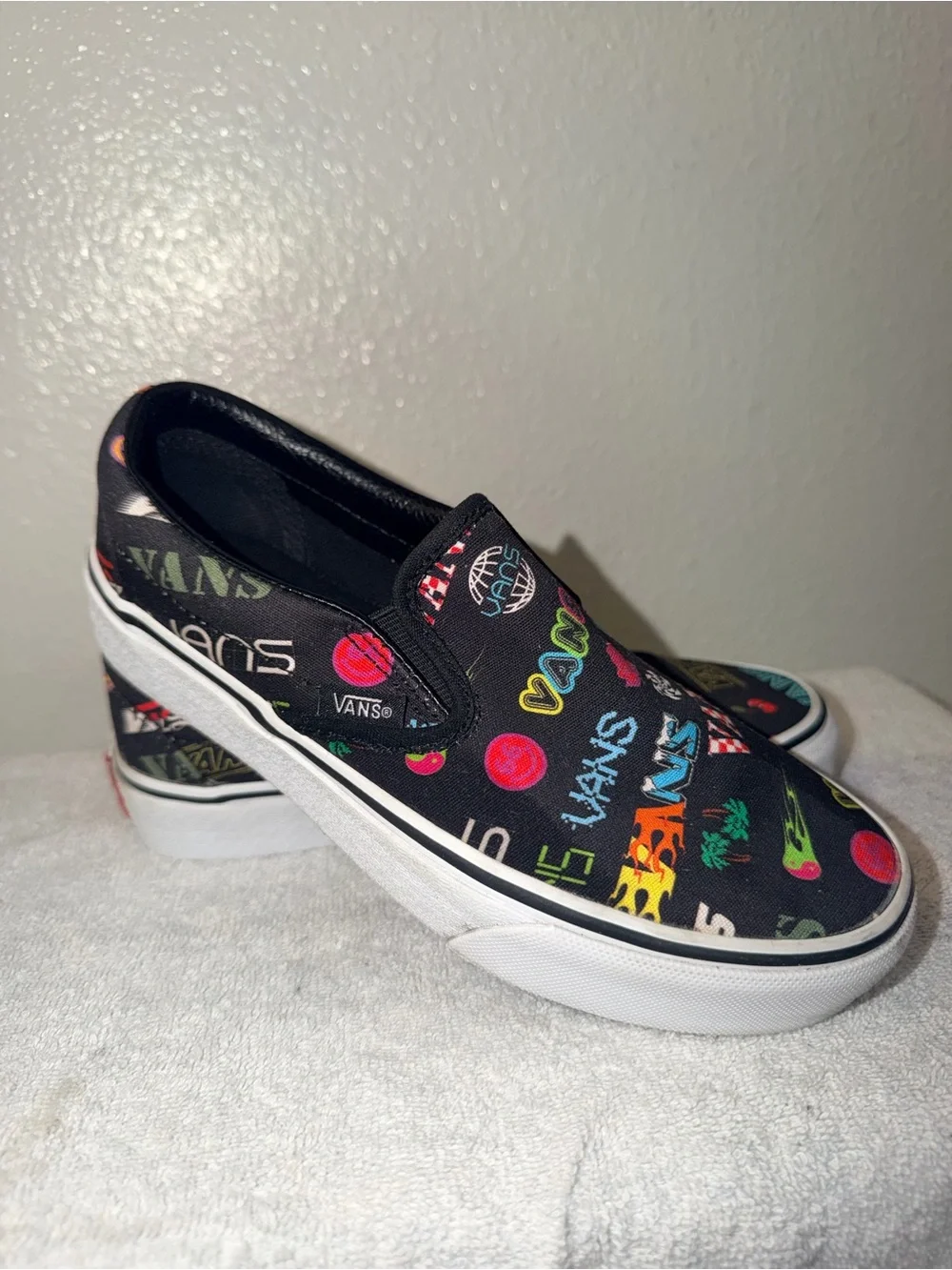 Vans Black Canvas Slip-On Sneakers with Brown Gum Soles